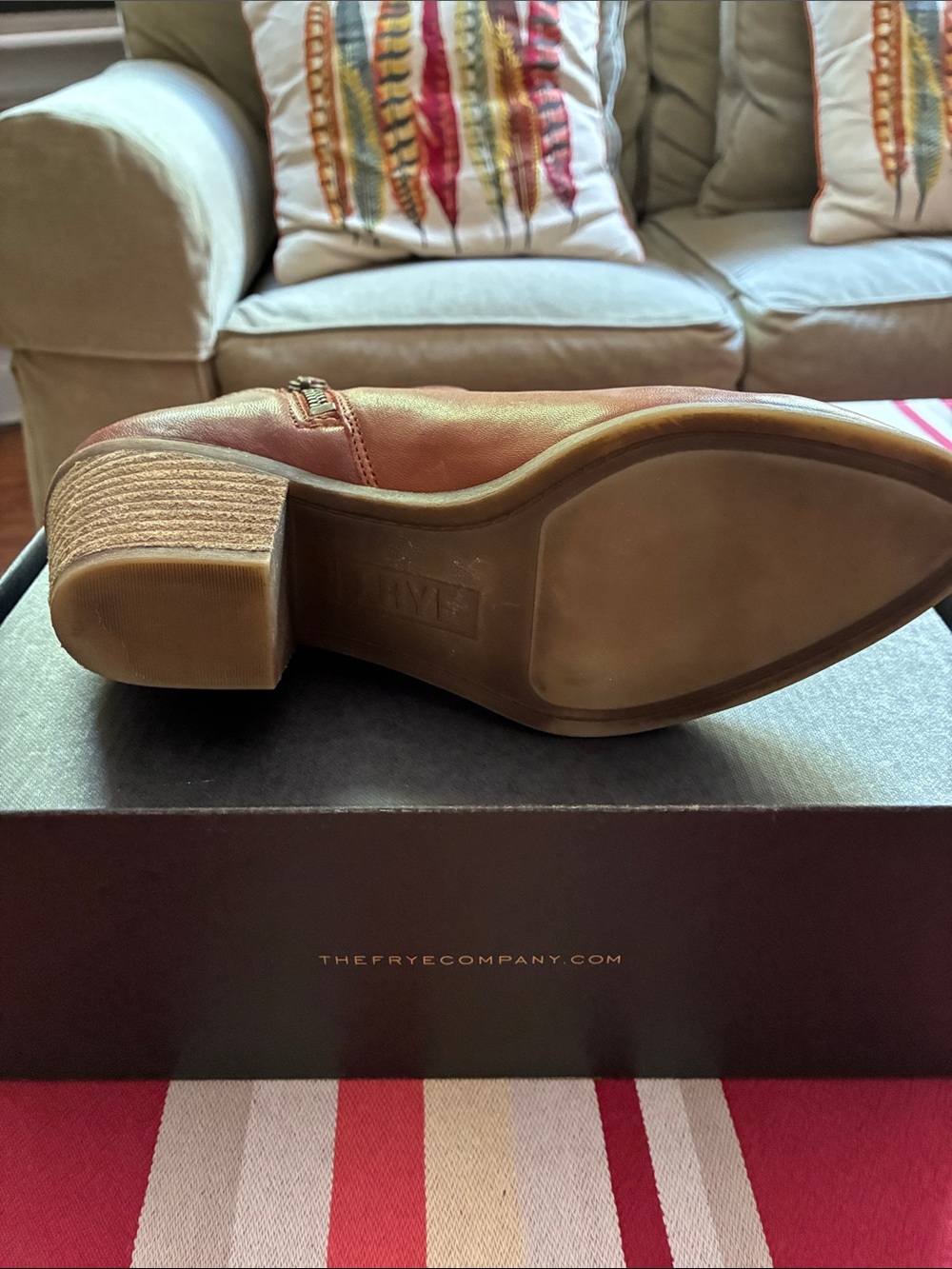 FRYE Judith Zip Bootie - Cognac - Size 8M - Picture 11 of 14